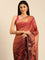 Gold & Maroon Floral Printed Jimmy Tissue Saree With Swarovski Embroidery