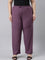 Women Solid Purple Mid Rise Casual Rib Pants