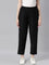 Women Black Solid Mid Rise Metallic Pants