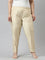 Women Dark Cream Solid Mid Rise Metallic Pants