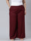 Women Maroon Solid Linen Palazzos