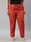 Women Solid Rust Comfort Fit Cotton Pants