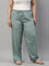 Women Solid Ocean Green Viscose Mid Rise Casual Pants