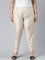 Women Medium Beige Solid Mid Rise Metallic Pants