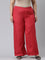 Women Dark Red Solid Linen Palazzos