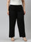 Women Solid Black Viscose Mid Rise Casual Pants