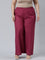 Women Dark Rose Solid Linen Palazzos