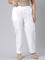 Women Solid White Comfort Fit Cotton Pants