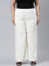 Women Cream Solid Wide Leg Pants