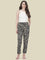 Black Cotton Knit Printed Lounge Pants
