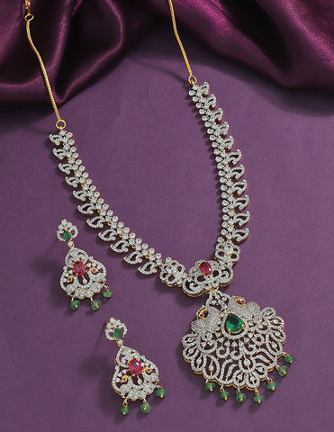 Designer GJ Polish Zirconia Necklace Set
