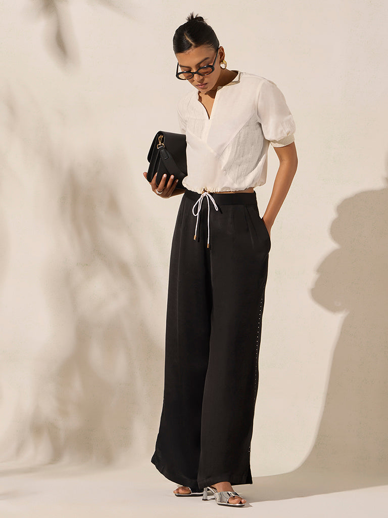 Drawstring Detailed Top - Cream