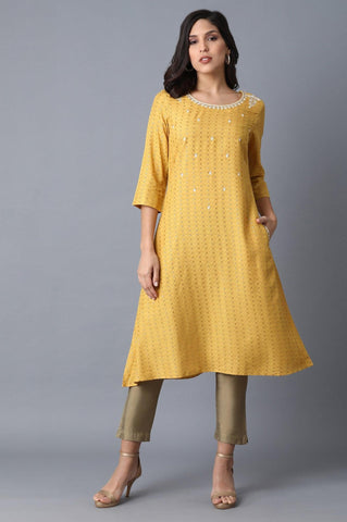 Yellow A-Line kurta