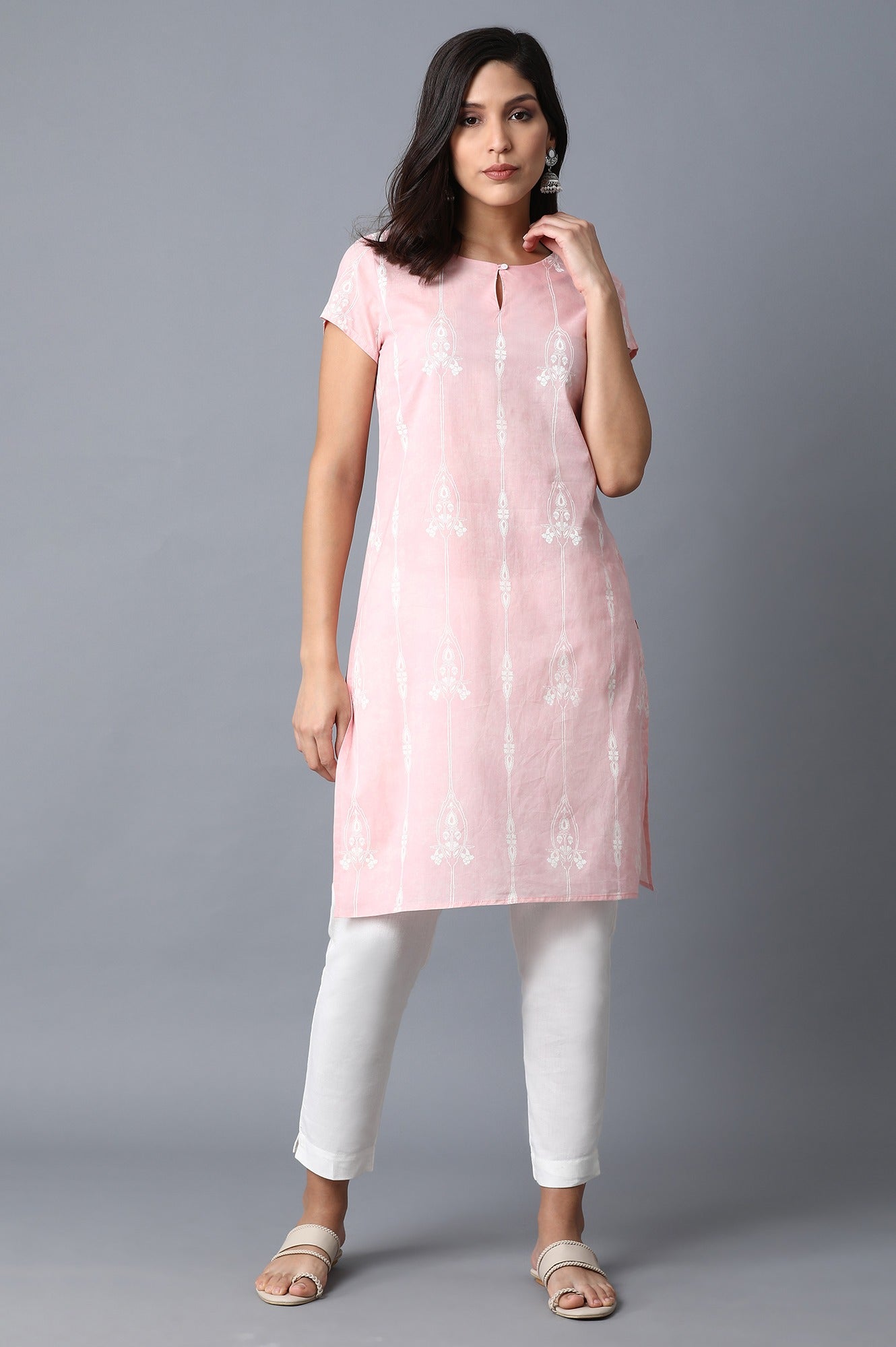 Light Pink Printed Kurta