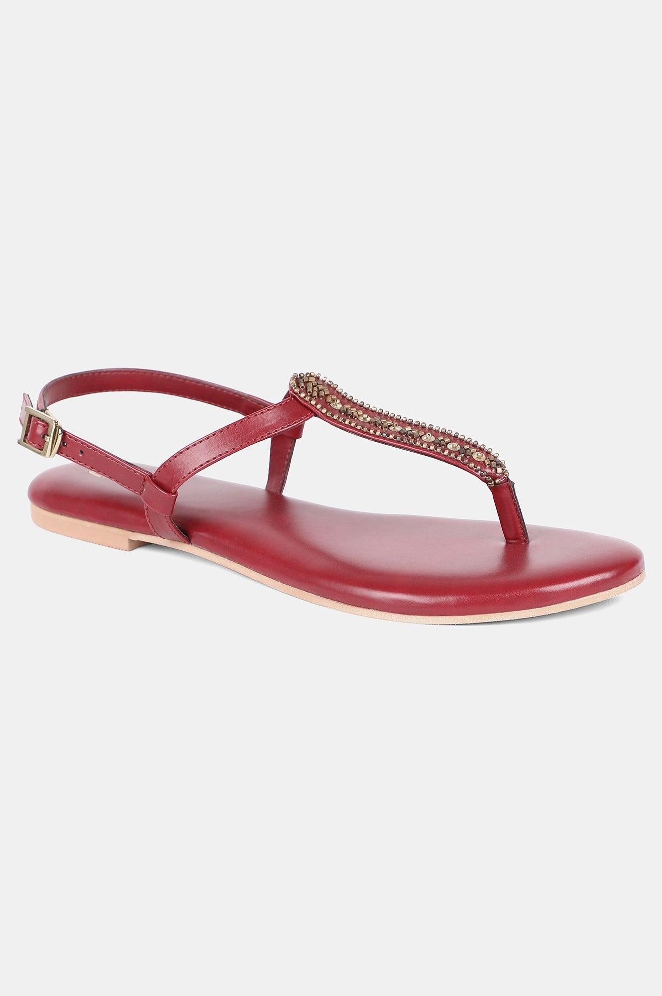 W RED Almond Toe Flat-WDELILAH