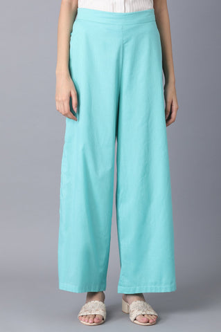 Aqua Green Slim Fit Palazzo Pants