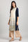 Blue Band Collar Printed Liva kurta