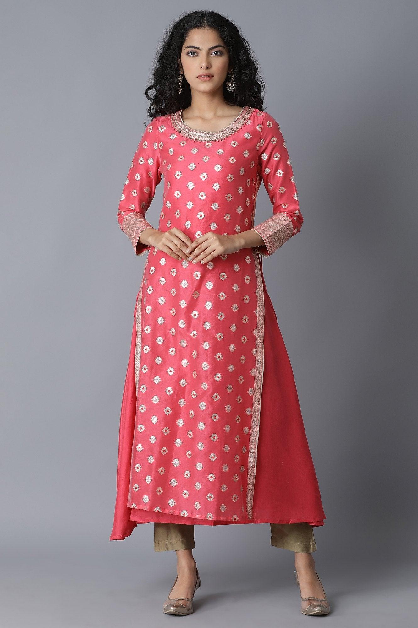 Coral Jacquard kurta