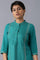 Teal Mandarin Neck Embroidered kurta