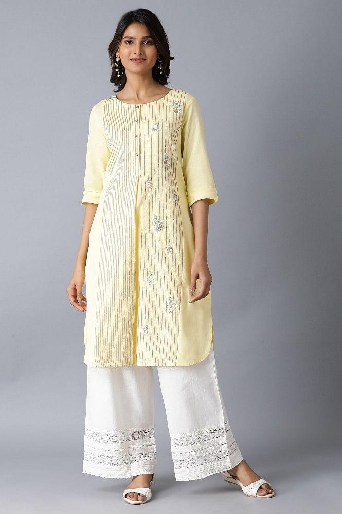 Yellow Embroidered kurta