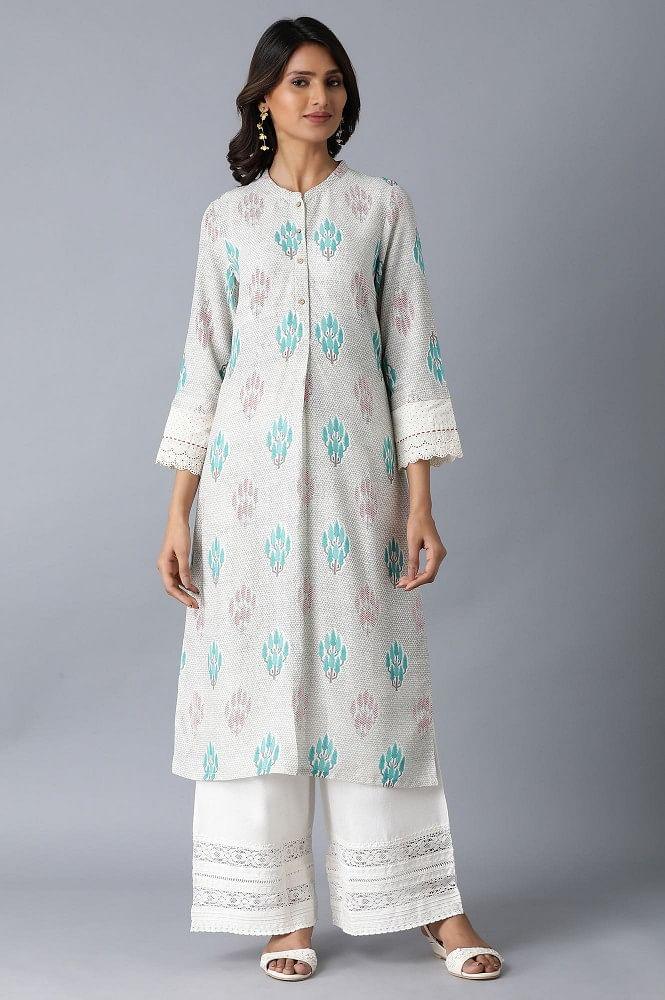 Off-white Printed Straight kurta