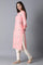 Pink Round Neck Embroidered kurta