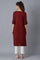 Maroon Round Neck Solid kurta