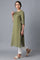 Green Round Neck Solid kurta