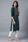 Dark Green Round Neck Embroidered kurta