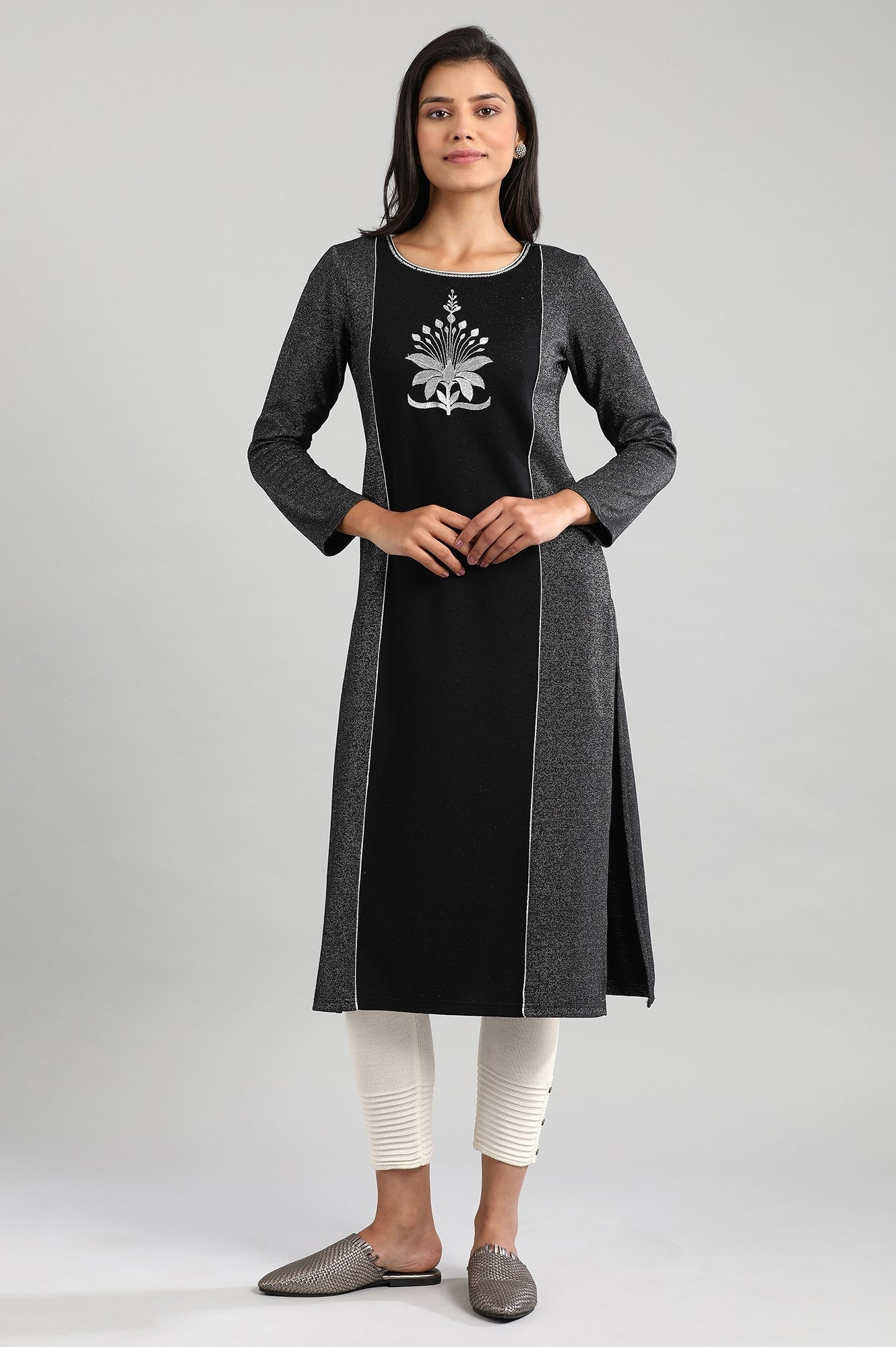 Black Round Neck Winter kurta