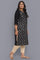 Black Glitter Print Straight kurta