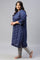 Blue Floral Print Ethnic kurta With Sequins