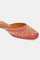 Rust Square Toe Embroidered Flat-Snazish