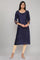 Navy Blue Solid Straight kurta