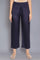 Navy Blue Solid Straight Pants