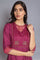 Dark Purple A-line Embroidered kurta