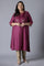 Dark Purple A-line Embroidered kurta