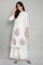 Light Blue Printed kurta with Embroidery and Lace