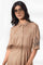 Tan Brown Shirt Dress with Embroidery