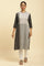 Grey Printed Button Down Kurta