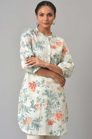 Soft Beige Floral Print kurta