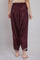 Wine Solid Draped Pants