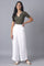 White Solid Wide Leg Tencel Trousers With Elasticated Waist