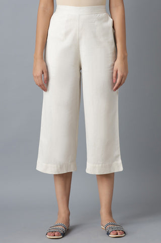 Beige Calf Length Culottes