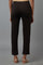 Black Solid Flared Cotton Pants With Elasticated Waist