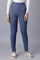 Blue Solid Skinny Fit Cotton Jeggings With Elasticated Waist
