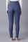 Blue Solid Skinny Fit Cotton Jeggings With Elasticated Waist
