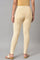Beige Solid Skinny Fit Cotton Tights With Elasticated Waistband