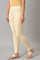 Beige Solid Skinny Fit Cotton Tights With Elasticated Waistband