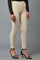 Beige Solid Skinny Fit Cotton Tights With Elasticated Waistband